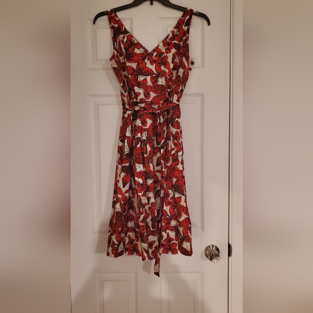 Lands End Butterfly Belted A line Dress